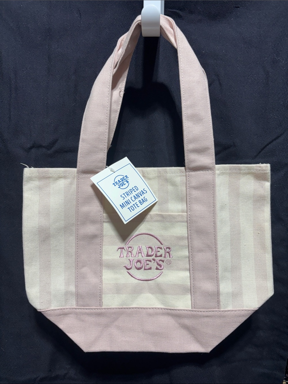 Trader Joe’s Pink Stripe Canvas Mini Tote Bag